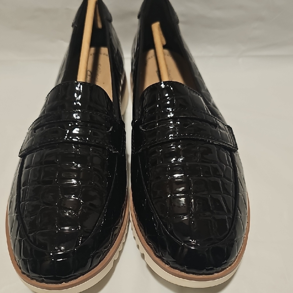 Clarks Black Patent Loafers